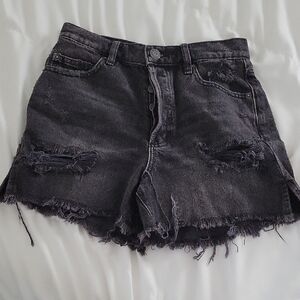 Garage Distressed Black Denim Shorts